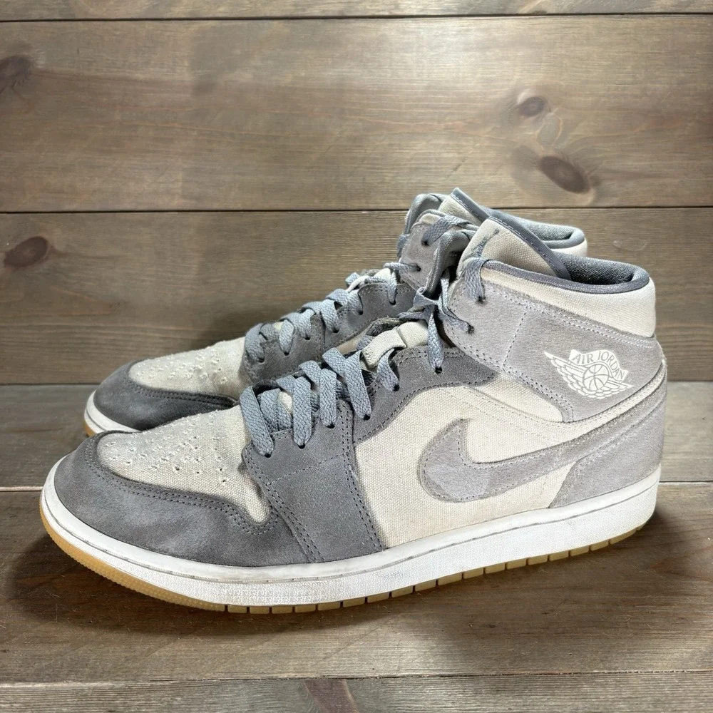 jordan 1 mid mens size 11.5 shoes blue beige athletic basketball sneakers